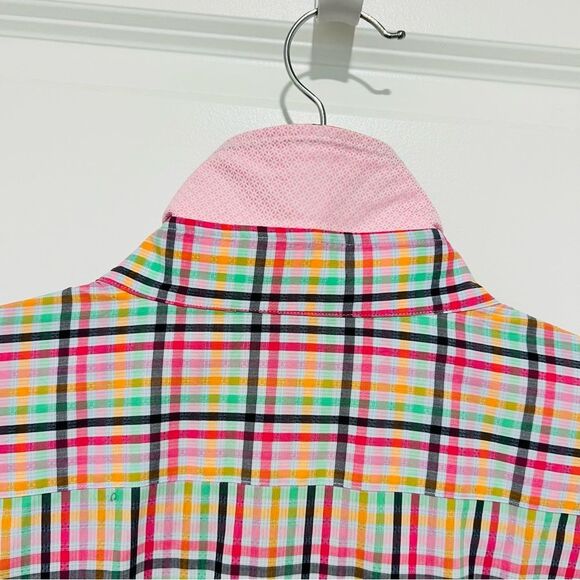 Thomas Dean Men’s Pink Plaid Contrast Cuffs Button Up Shirt Sz. 2XLT Pima Cotton - Picture 5 of 13